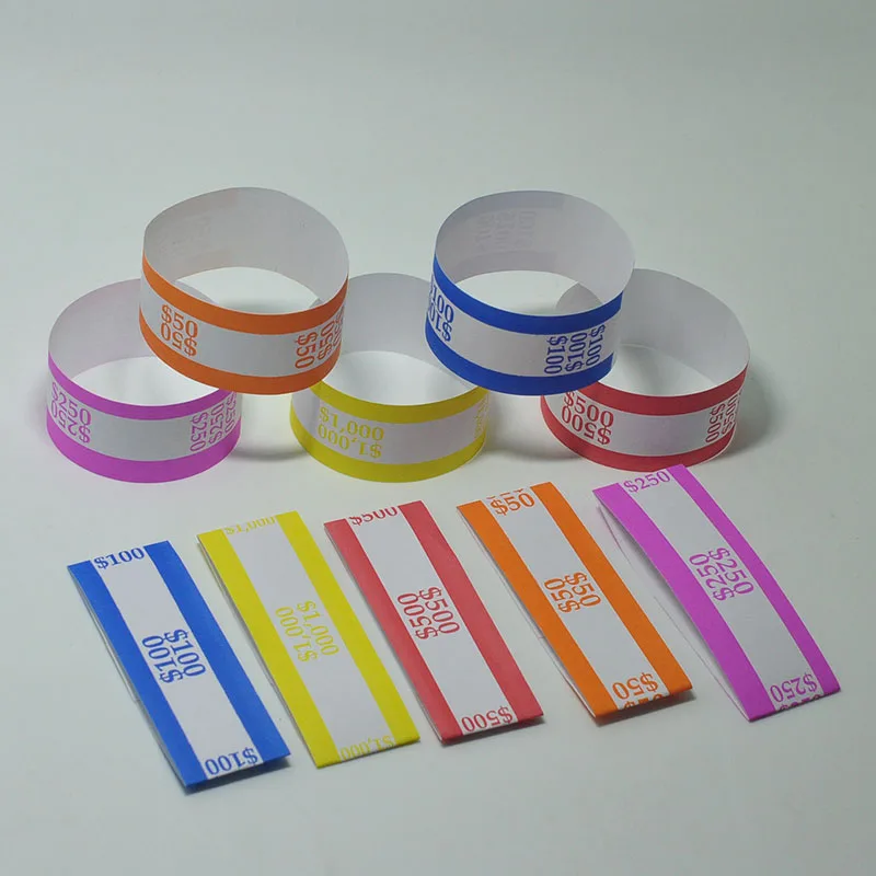 

300 Assorted Currency Straps/Bands Banknote Straps Bank Money Straps Yellow Purple, Red, Blue, Orange Different Currency Target