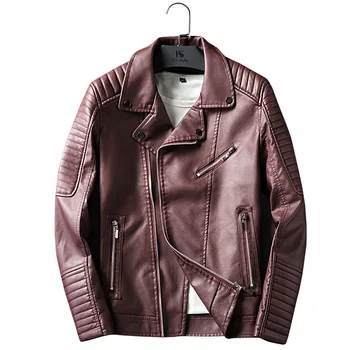 

B New spring autumn arrive brand motorcycle leather jacket men men's leather jackets jaqueta de couro masculina men leather coat