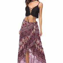 Artfeel новые женские, с цветочным узором в богемном стиле Magic макси юбка в стиле бохо хиппи летние пляжные пикантные Асимметричная обертка галстуком-бабочкой длинные юбки