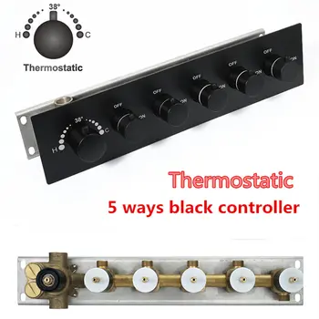 

Matte Blackened High Flow Multi-Function Temperature Thermostatic Shower Diverter 5 way Concealed Faucets Mixer Valve Controller
