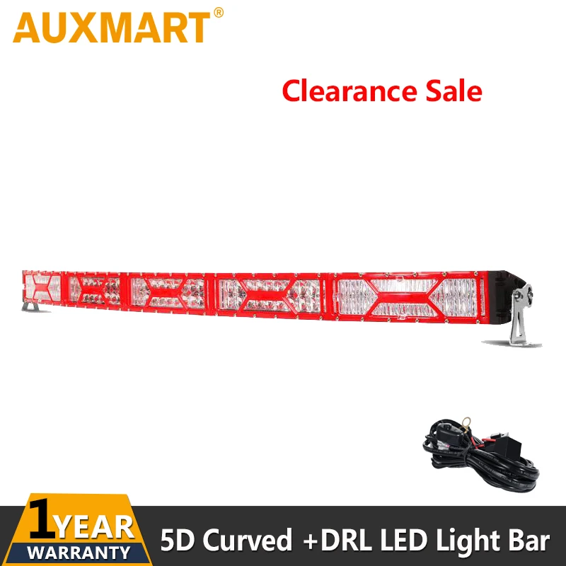 

Auxmart 52 inch Curved LED Light Bar LED Chips Combo Beam Offroad 4x4 Led Bar Driving Work Light for Truck SUV 4WD 12v 24v Red
