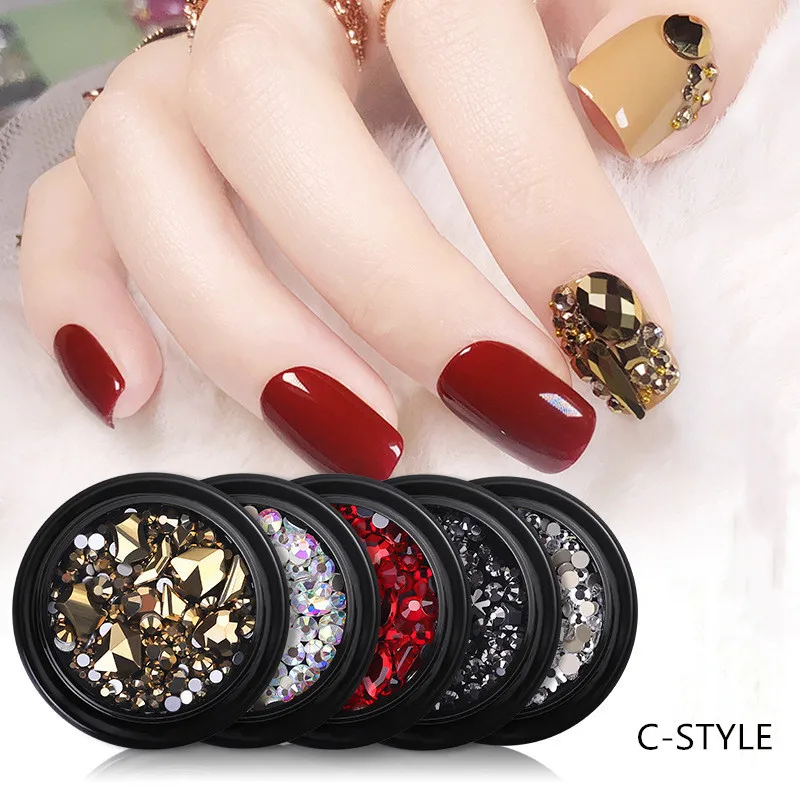 

Mixed Charms Nails Decorations Rhinestone Box ewelry Strass Nail Art Manicure 3D Nail Accessories rhinestone crystal for nails