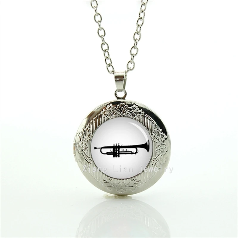 

Maxi Necklace Hot Fashion Glass Dome Tuba Trumpet , Tromba, Cornetto, Musicians Gift, Man Piano Keyboard Locket Necklace T836