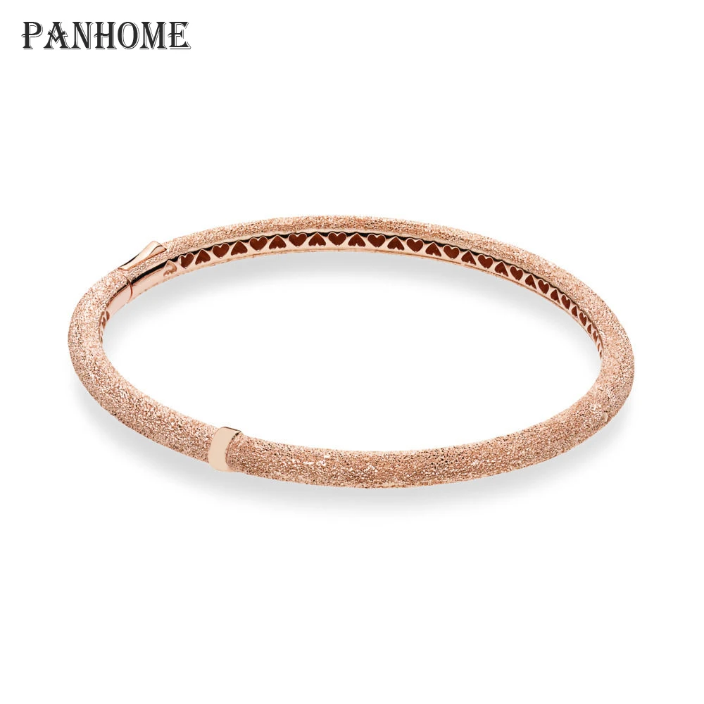 

PANHOME 100% 925 Sterling Silver 587915 Rose Matte Brilliance Bangle 2019 Spring Elegant Women's Jewelry Free Shipping