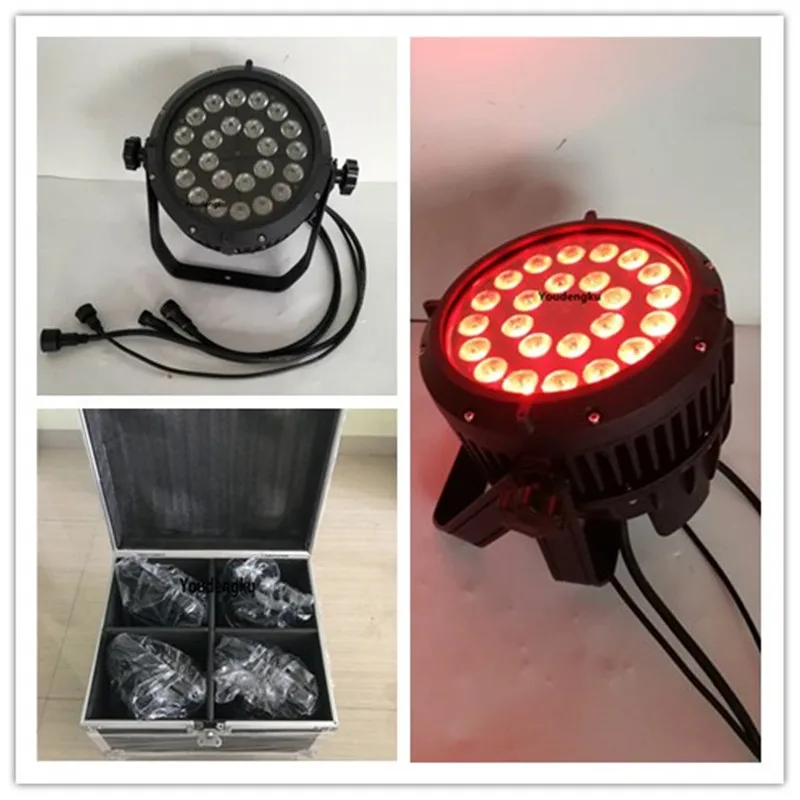 4 pieces with flightcase 24x10w rgbw 4in1 led par can 4 par led lights
