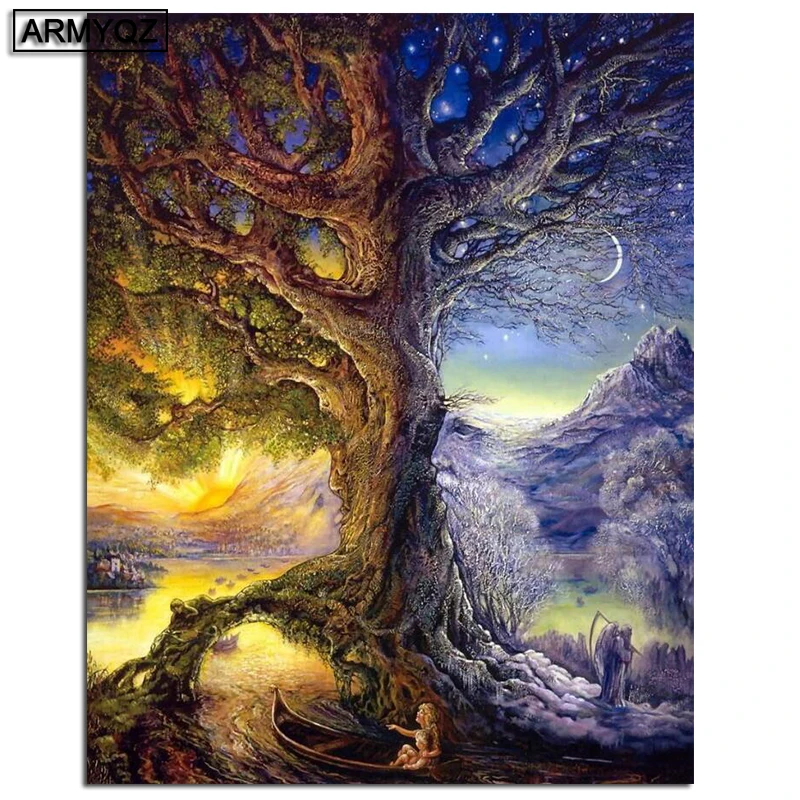 5D DIY Diamond Painting Scenery Full Square Embroidery Tree of life Cross Stitch Pictures Of Rhinestones Mosaic Home Dec | Дом и сад