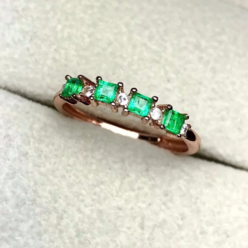 Натуральный зелёный Изумрудный камень, кольцо из серебра 925 пробы, хорошее ювелирное изделие для женщин, настоящее Изумрудное кольцо с коробкой