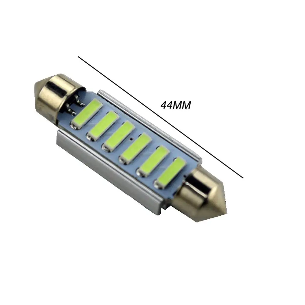 4 шт. глас bleue Voiture светодиодная гирлянда 44 мм светодиодный купол светомузыка 6SMD 7014 светодиодный CANBUS De Voiture Interieur светомузыка c5w ампул Feux