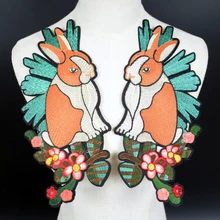 1 пара кролик голова цветок Пришивные патчи Аппликации нашивки вышивка Наклейки Ремесло Швейные аксессуары NL268