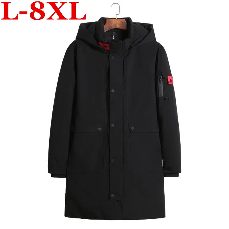 Новинка, 10XL, 9XL размера плюс, зимнее мужское длинное пальто, Изысканный карман на руку, Мужская одноцветная парка, теплые манжеты, дизайн, дышащая ткань, куртка