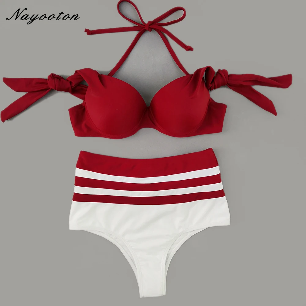 Bikinis 2019 Black white Patchwork swimwear high waist swimsuit women micro bikini push up solid biquini swimming suit for women