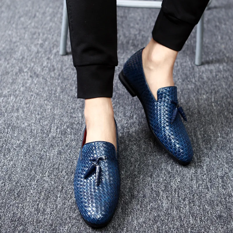 Yomior/Мужская обувь; Роскошные брендовые классические модные официальные свадебные модельные туфли для мужчин; оксфорды; zapatos hombre; тканевая кожаная обувь - Цвет: Синий