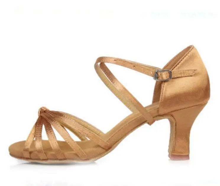 Женская обувь для профессиональных танцев; Обувь для бальных танцев; женская обувь для латинских танцев; женские кроссовки; обувь для танцев; 5/7 см; A02D - Цвет: Light brown   7cm