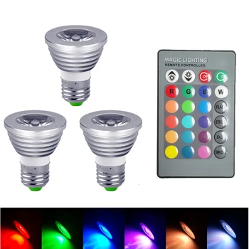 

E27 LED RGB Bulb lamp AC110V 220V 5W Spot light dimmable magic Holiday RGB lighting+IR Remote Control 16 colors