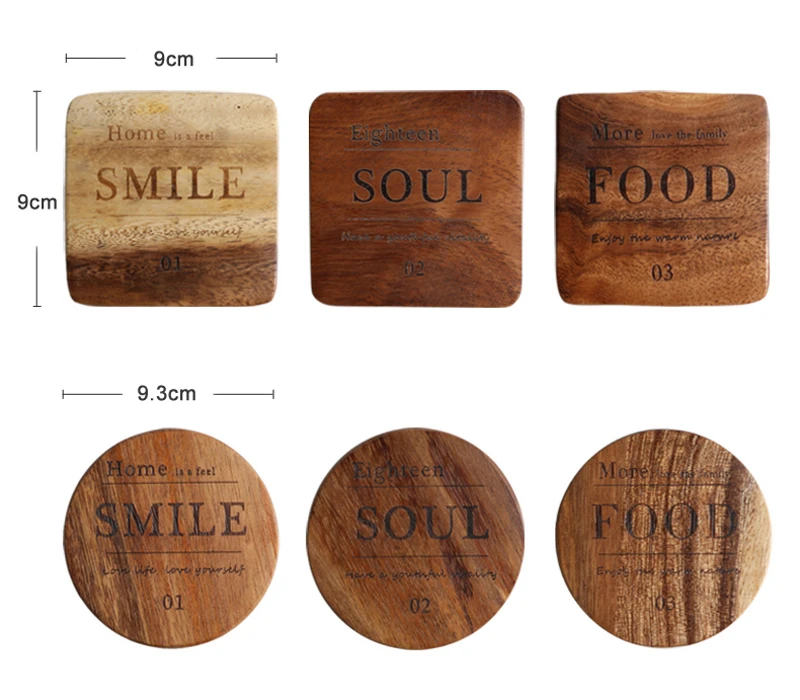 Mug Coaster Round Square Wood Cup Coaster Table Mat Kitchen Placemat Cup Pad Glass Teapot Drink Coasters Table Accessories (11)