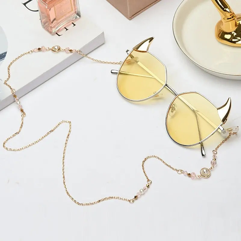 Imixlot очки ремешок Кристалл бисером Шарм золотые металлические очки с цепочкой шнур для очков для чтения Держатель шейный ремень веревочка подарок
