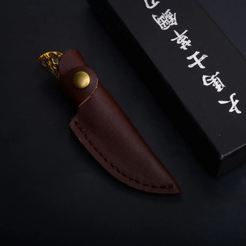 damascus fixed blade knife antler handle outdoor camping hunting survival pocket rescue edc tools  (2)