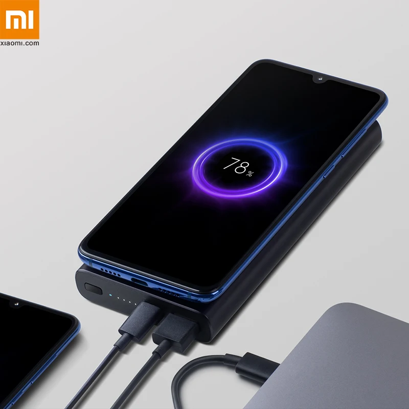 В Xiaomi Mi Беспроводной внешний аккумулятор 10000 мАч PLM11ZM Qi Быстрая зарядка usb type C внешний аккумулятор Макс 10 Вт портативное быстрое зарядное устройство