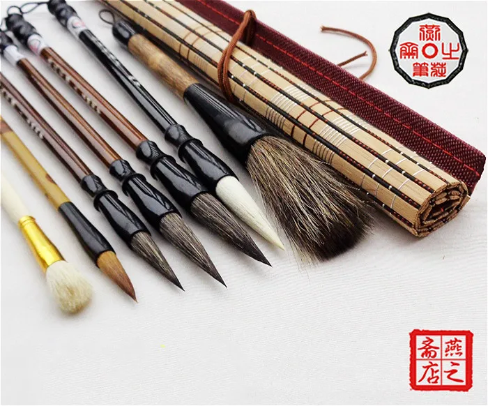 7pcs/set Chinese calligraphy brush pen set Chinese landscape painting brush woolen/weasel hair writing ink brush pen chancery цена 7pcs/set Chinese calligraphy brush pen set Chinese landscape painting brush woolen/weasel hair writing ink brush pen chancery цены онлайн