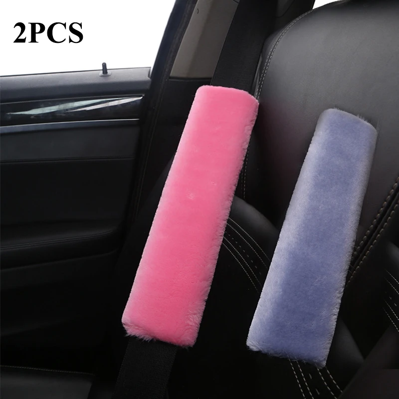 

2pcs Car Seat Belt Pad Shoulders Protection Cover Soft Plush Winter Warm Vehicle Safety Driving Universal Travel Auto Accessorie