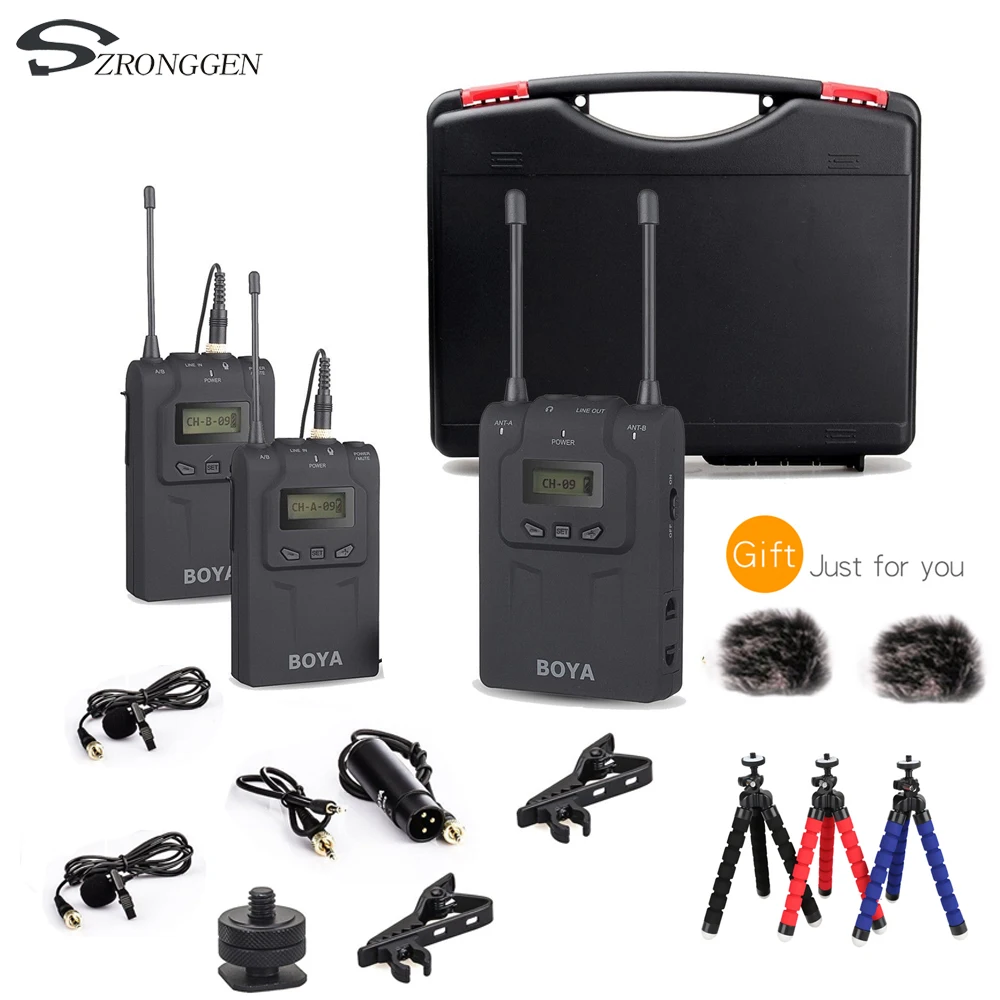 BOYA BY WM8 UHF Dual Wireless Lavalier Microphone Systerm Lav Interview