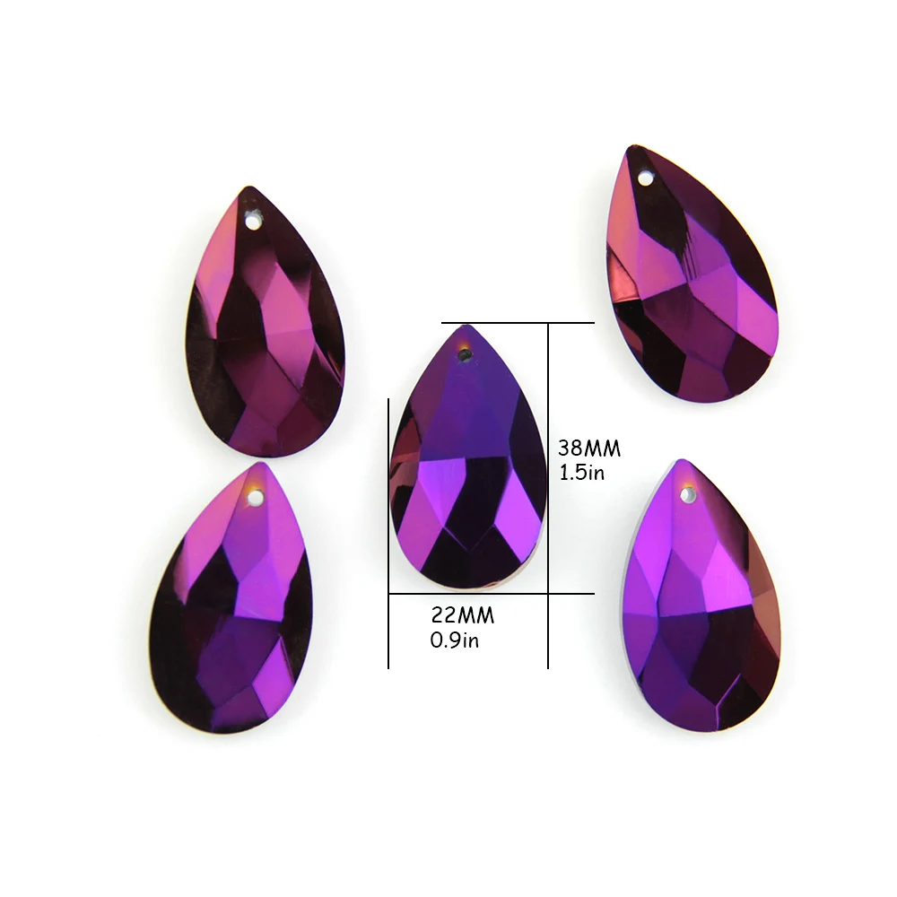 

Purple Coating Color 30pcs/lot 38mm Crystal Glass Chandelier Pendants For Lighting Accessories Decoration Free Shipping