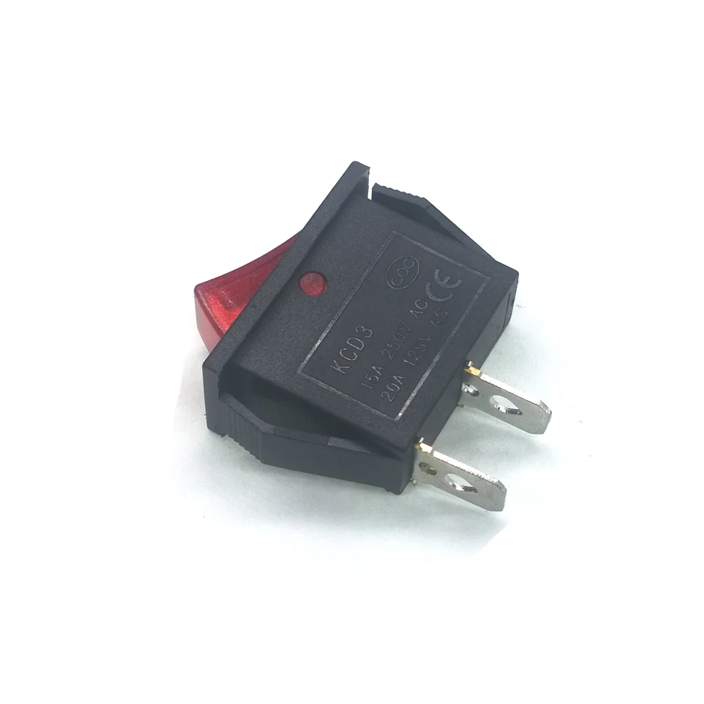

5pcs / lot 30 * 13mm Red LED SPST 2PIN Snap-in ON / OFF Position Snap Boat Rocker Switch 15A/250V KCD3 High Quality Copper feet