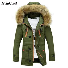HALACOOD, пальто в стиле милитари, теплая зимняя армейская зеленая куртка, мужские большие куртки с карманами, Мужская ветровка, толстые парки, куртка с искусственным мехом
