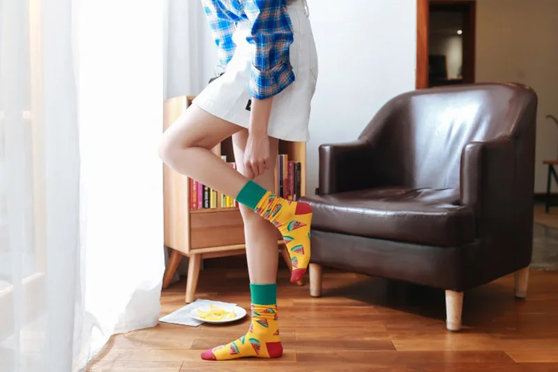 [EIOISAPRA] Повседневные носки в стиле хип-хоп с изображением снеков, мороженого, фруктов, Харадзюку, винтажные стильные носки, забавные носки