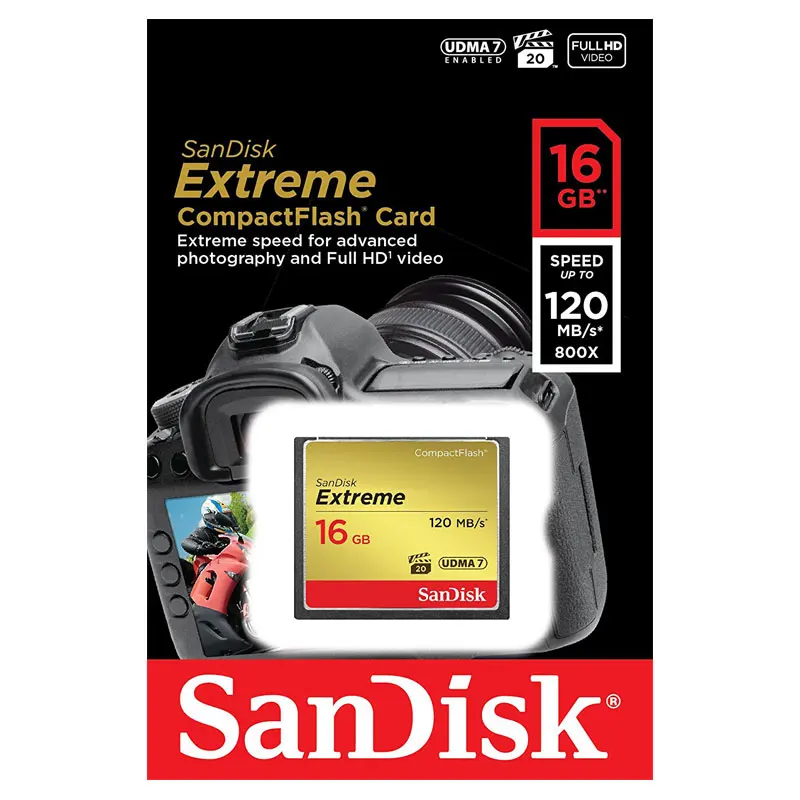 Карта памяти Sandisk Extreme CompactFlash 32 Гб 64 128 ГБ CF карта VPG 20 120 МБ/с./с 4K и Full HD видео для Canon
