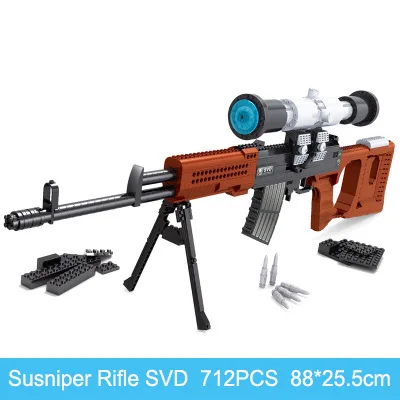 

DIY Educational Gun Series Susriper Rifle SVD Model Gun Blocks Army Particle Brinquedos Blocks Toy for Children 712PCS