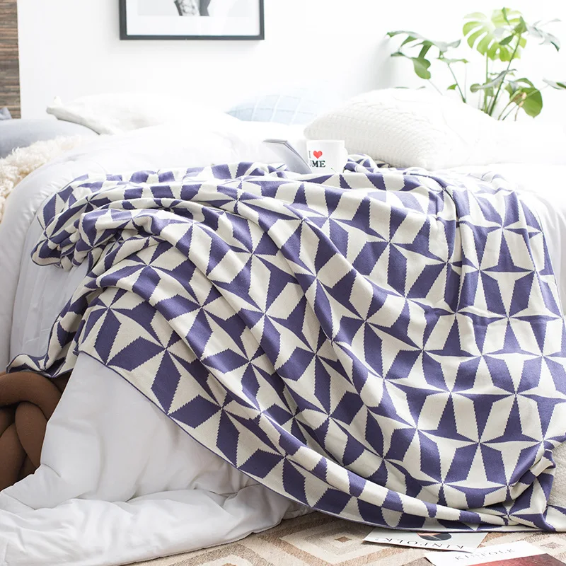 Knitted European Blanket Cotton Traditional Throw Blankets Warm and