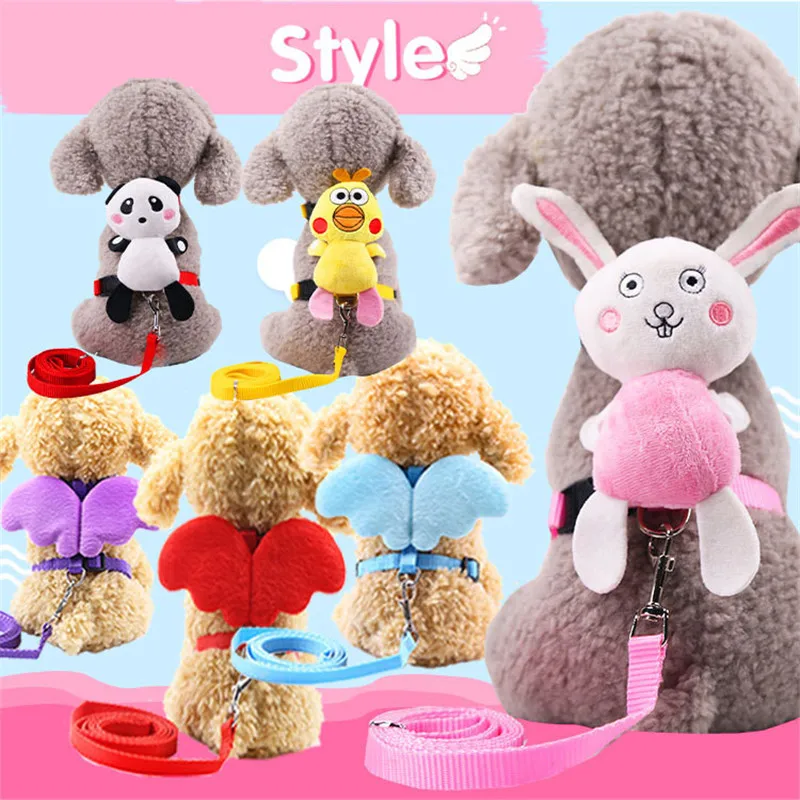 

Nylon Carton Dog Harness and Leash Set Cats Pet Walking Harness Vest For Small Puppy Dogs Mesh Breathable
