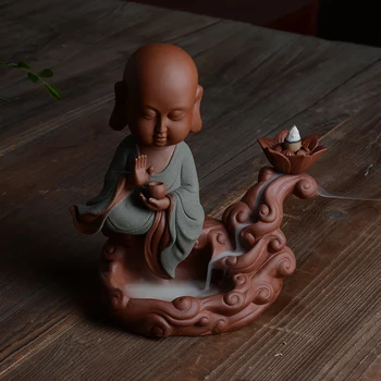 

3 Style Ceramic Little Monk Buddha Purple Clay Incense Burner Aroma Furnace Aroma Furnace Burner Smoke Stove Censer