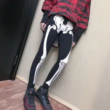 Street fashion all-match skulls and bones doodle letter elastic waist female 2017 legging