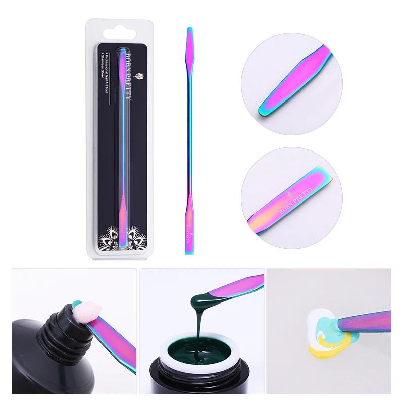

BORN PRETTY Dual Ended Extension Gel Stick Stainless Steel Color Mix Stick Take Extension Gel Poly UV Gel Nail Art Tools