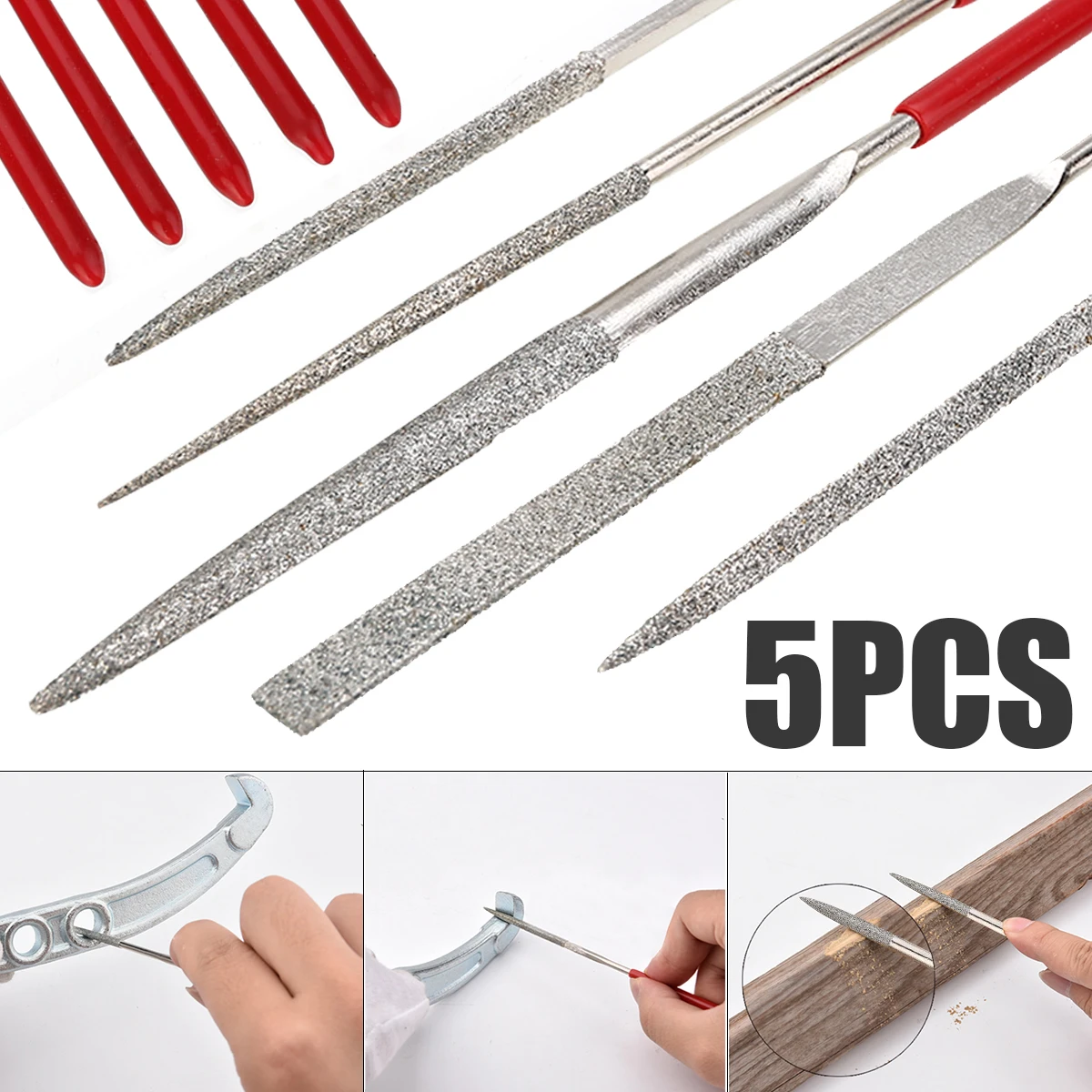 5pcs Metal Needle File Set Files For Glass Stone Wood Carving Craft Woodworking Tool