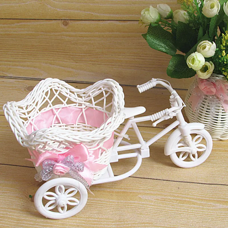 Свадебные украшения Дизайн трехколесный велосипед корзинка, вазы контейнер Дисплей цветы велосипедов в виде пентаграммы для дома - Цвет: Pink