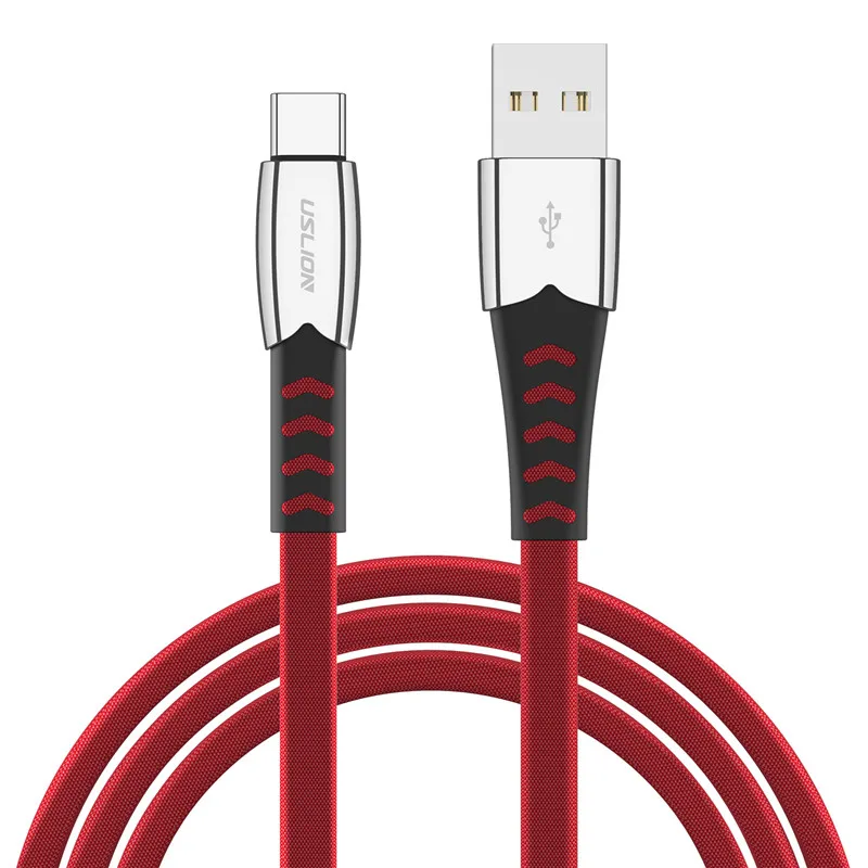 USLION USB кабель типа C из сплава USB C кабель типа C для huawei P20 Lite Pro 2A usb кабель для зарядки samsung galaxy s9 s8 plus - Цвет: Красный
