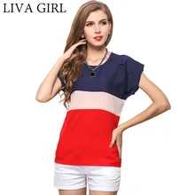 

LIVAGIRL New Fashion Women Casual Tiered Chiffon Short Sleeve New Blusas Female Summer Tops Ladies Shirts Female T-shirt O-Neck