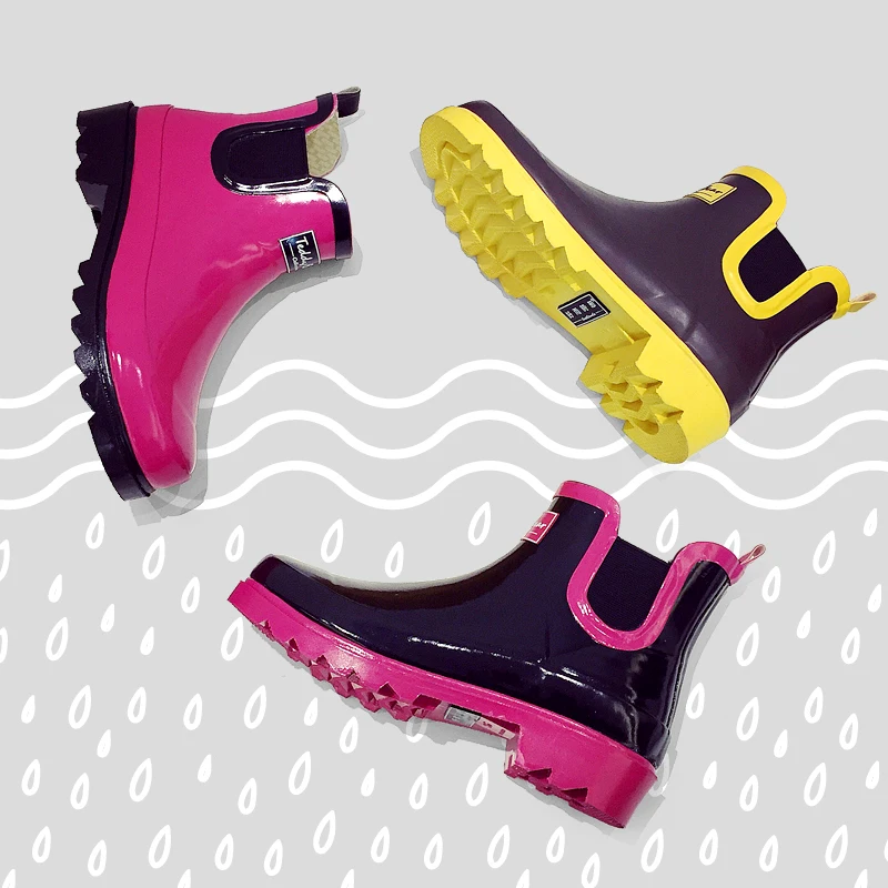 Femmes Doux Eau Bottes Chaussures Slip Casual coffee Pluie On Mode red Cheville Black De Dames Tenis Feminino En Pvc Court Chaude Caoutchouc 3LAR54j
