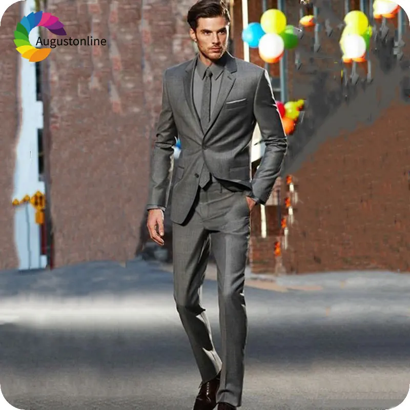 2018-Dark-Grey-Slim-Fit-Side-Slit-Groom-Tuxedos-Two-Buttons-Notch-Lapel-Men-Suits-Man