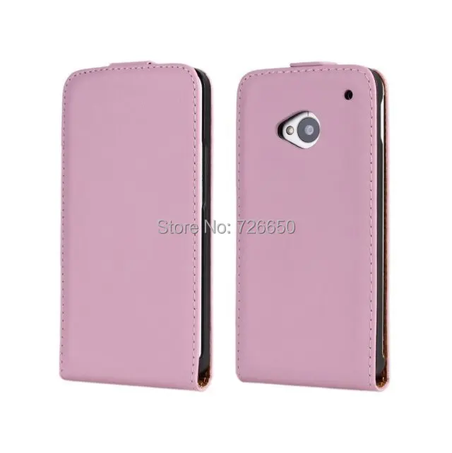 

Vertical Flip Real Leather Case For HTC One M7 with Black,White,Pink,Brown + Free Screen Protector