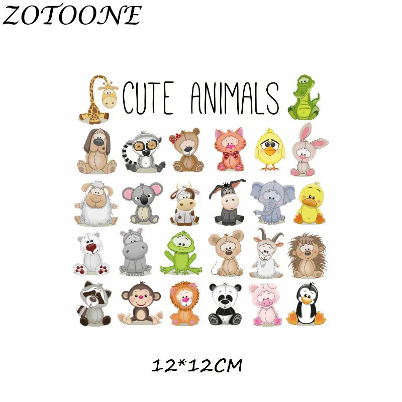 ZOTOONE DIY Heat Transfer Patches for Clothing Applique Baby Clothes Decoration Cute Cartoon Animal Combination Iron on Patches ZOTOONE DIY Heat Transfer Patches for Clothing Applique Baby Clothes Decoration Cute Cartoon Animal Combination Iron on Patches