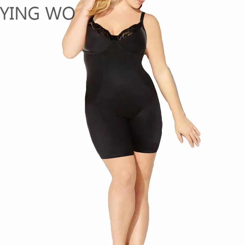 Molded Cups Plus Size Full Body Shapewear Lace Detail Slimming Mid