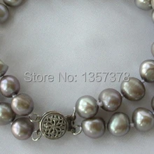 Shitou 004795 потрясающие 2 ряда 9 мм барокко серый пресноводные искусственного жемчуга браслет