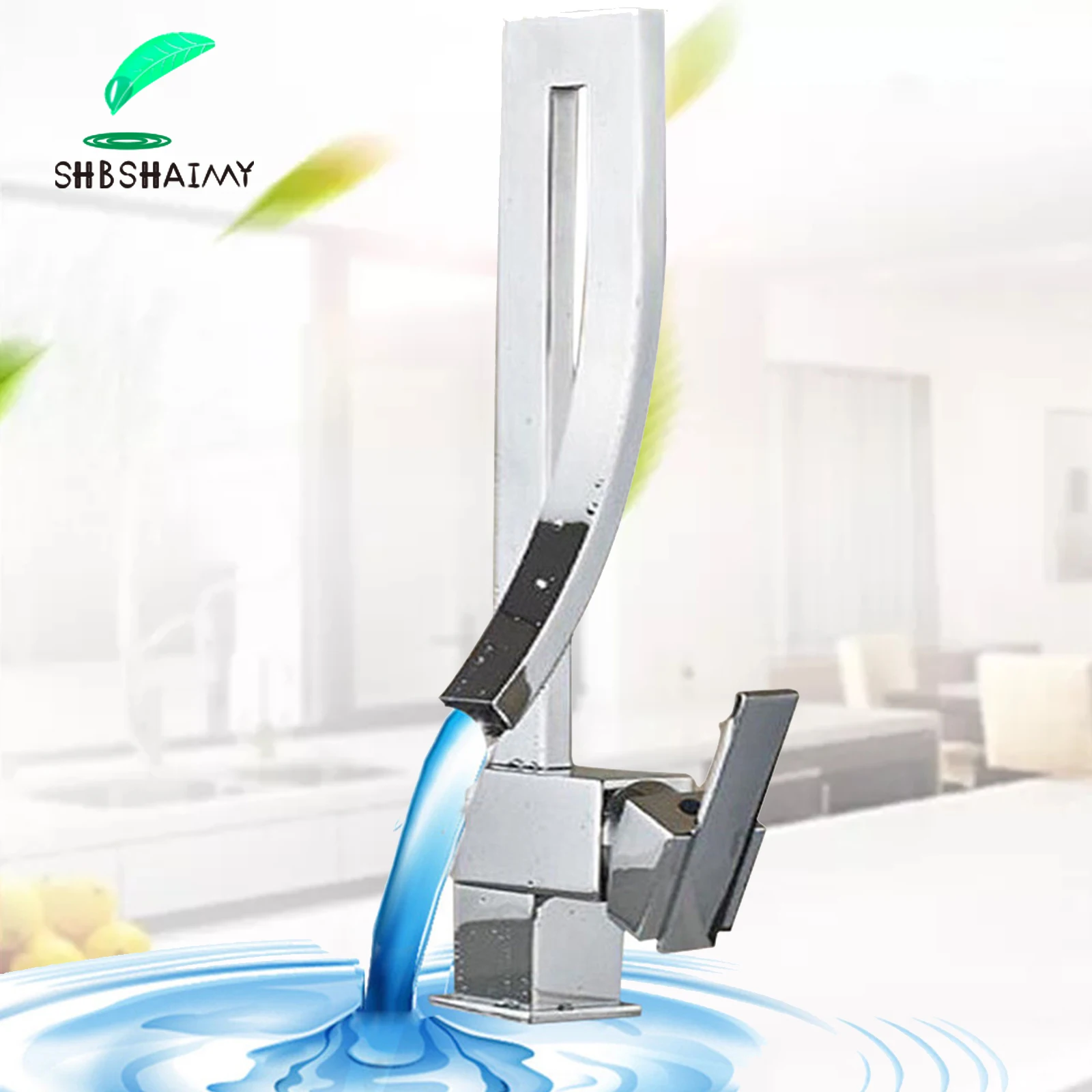 

Chrome Basin Faucet Deck Mounted 360 Rotation Basin Bathroom Crane Faucets Single Handle Single Hole Hot Cold Water Mixer Tap