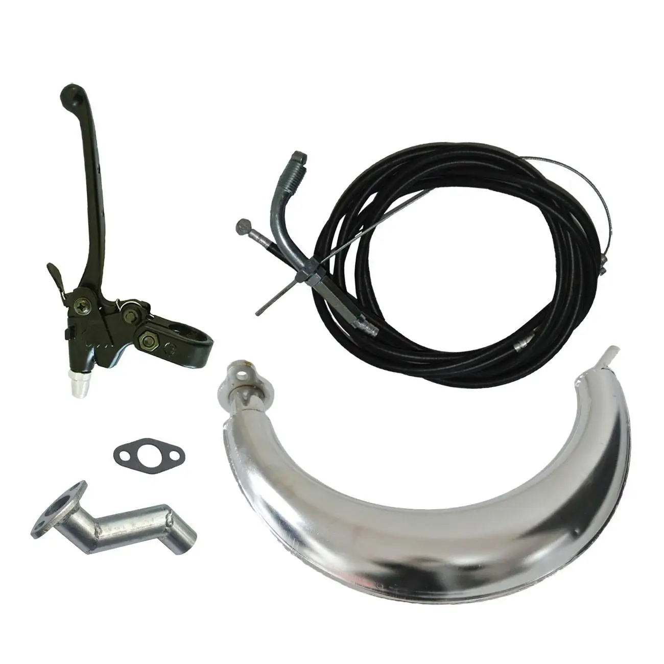 Muffler Exhaust&Throttle Cable Clutch Cable Fits 66cc 80cc Motorized