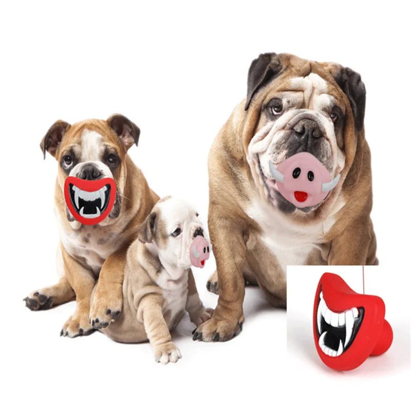 2016 Funny Dog Toy sounding Flaming Lips Puppy Pet Fangs and Pig nose