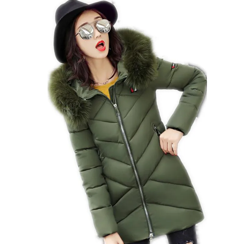 Plus Size 3XL 2018 Winter Women Down Cotton Jacket Medium